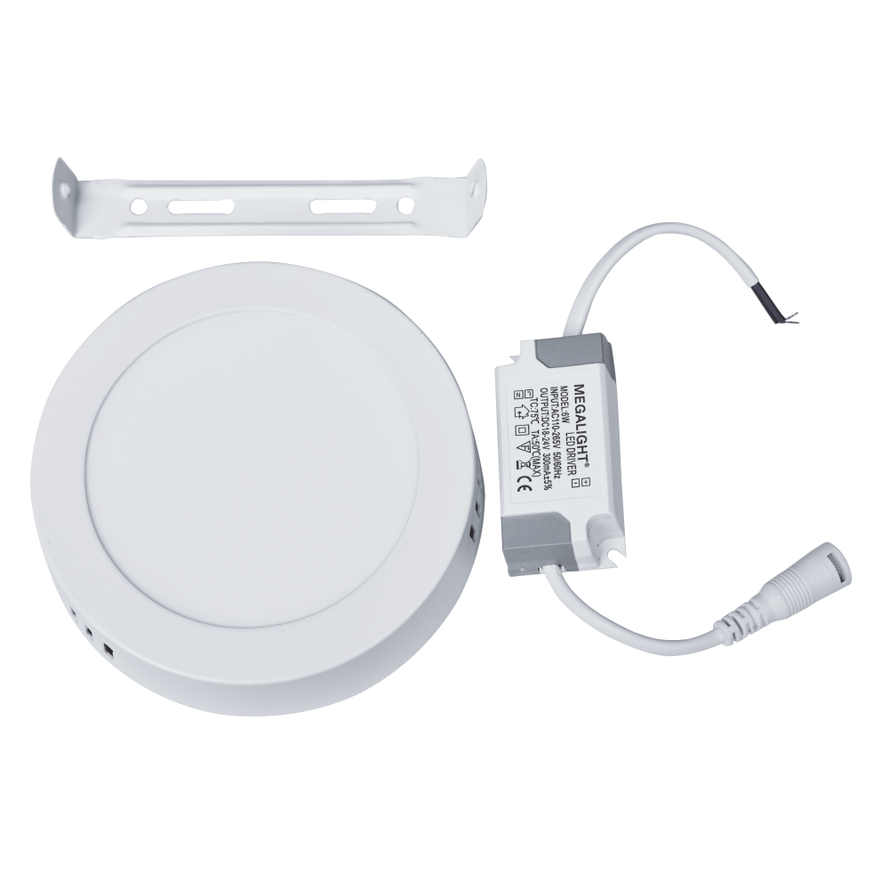 Світлодіодний накладний круглий світильник MEGALIGHT 6Вт 6500К (Д=120мм) (ROUND-O-6/865)